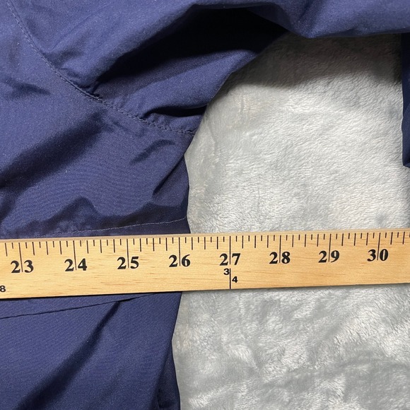 Eddie Bauer Men Navy Yellow Full Zip Windbreaker With Hood Jacket XL Lightweight - Picture 9 of 13